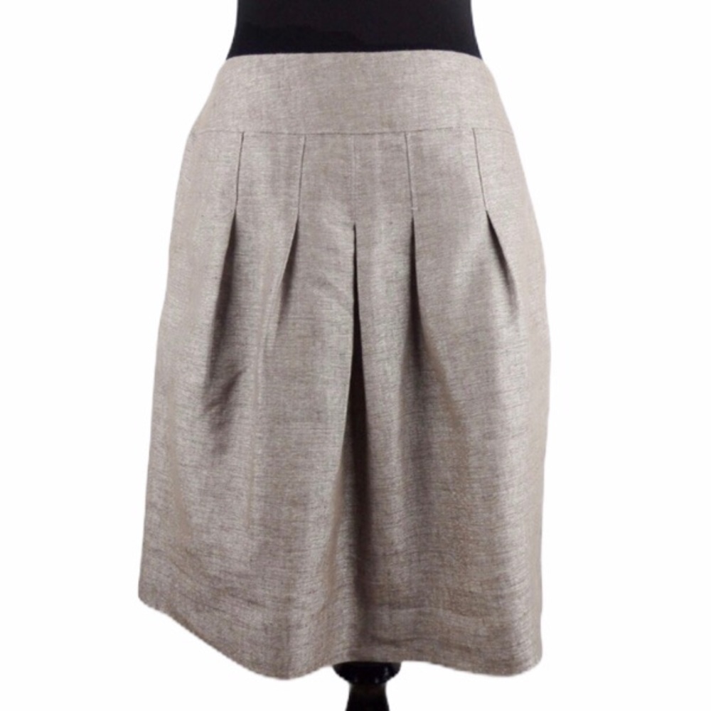 Ann Taylor Linen Pleated Skirt with Pockets Size 2